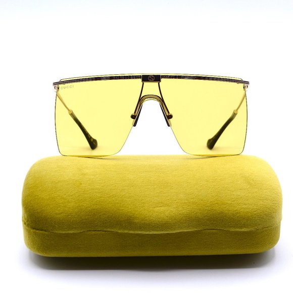 NEW GUCCI GG1096S 003 UNISEX GOLD YELLOW LENS AUTHENTIC SUNGLASSES - Picture 5 of 16